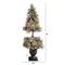 5ft. Pre-Lit Flocked Artificial Christmas Tree in Decorative Urn, White LED Lights